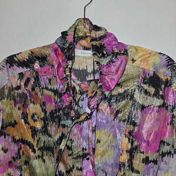 Roseanna Polaroid Technique Paolo Trench Light Coat Multi Color Metallic NEW - Picture 5 of 16